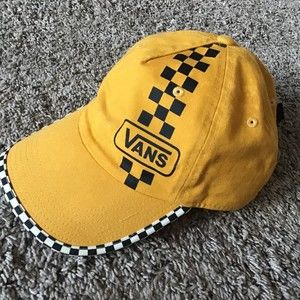 Vans Off the Wall Yellow with Black Checkerboard Print Hat Adjustable Cap Taxi